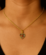New Fashion Alloy Golden Chain with Zircon Heart Locket for Girls and Women