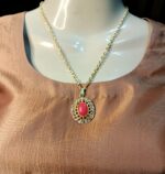 Golden Alloy Chain with Stone Locket/Necklace Specially gift for Girls - Image 6