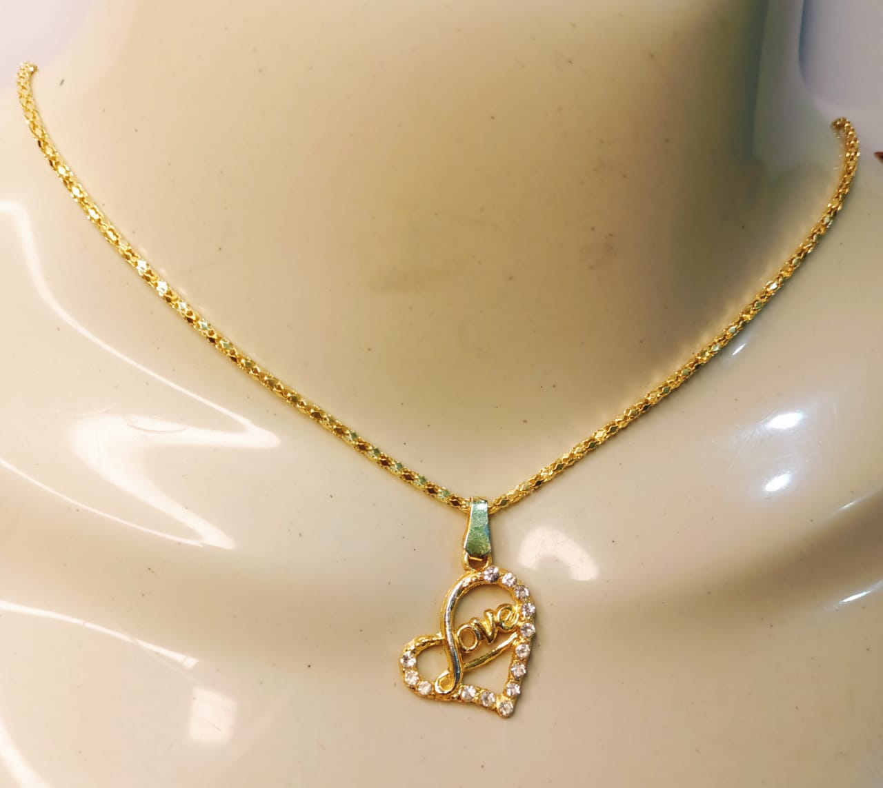 WhatsApp Image 2022-06-15 at 2.53.29 PM (3) Alloy Golden Chain with Love Heart Locket / Necklace specially gift for Girls - Image 1