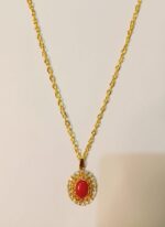 Golden Alloy Chain with Stone Locket/Necklace Specially gift for Girls - Image 4