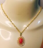 Golden Alloy Chain with Stone Locket/Necklace Specially gift for Girls - Image 5