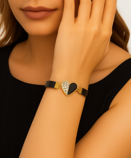 New Fashion Heart Zircon Leather Bracelet For Girl,s (All Color Available)