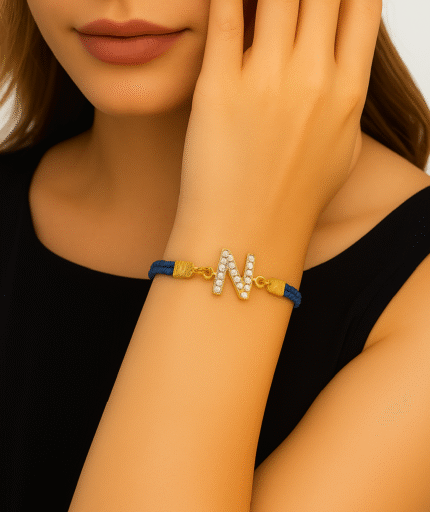 New Fashion A to Z Alphabet Blue Leather Strap Bracelet / Watch for Girl,s