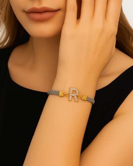 New Fashion A to Z Alphabet Grey Leather Bracelet / Watch For Girls