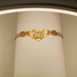 New Fashion Gold Heart Zircon Leather Bracelet for Girls, Women - Image 2