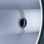 New Classic Silver Chandi Color Chain & Oval Stone Bracelet / Watch for Men/Women/Boys/Girls - Image 2