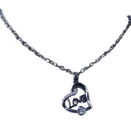 New Silver Stainless Chain with Love Heart Zircon Necklace/Locket/Pendants for girls/boys