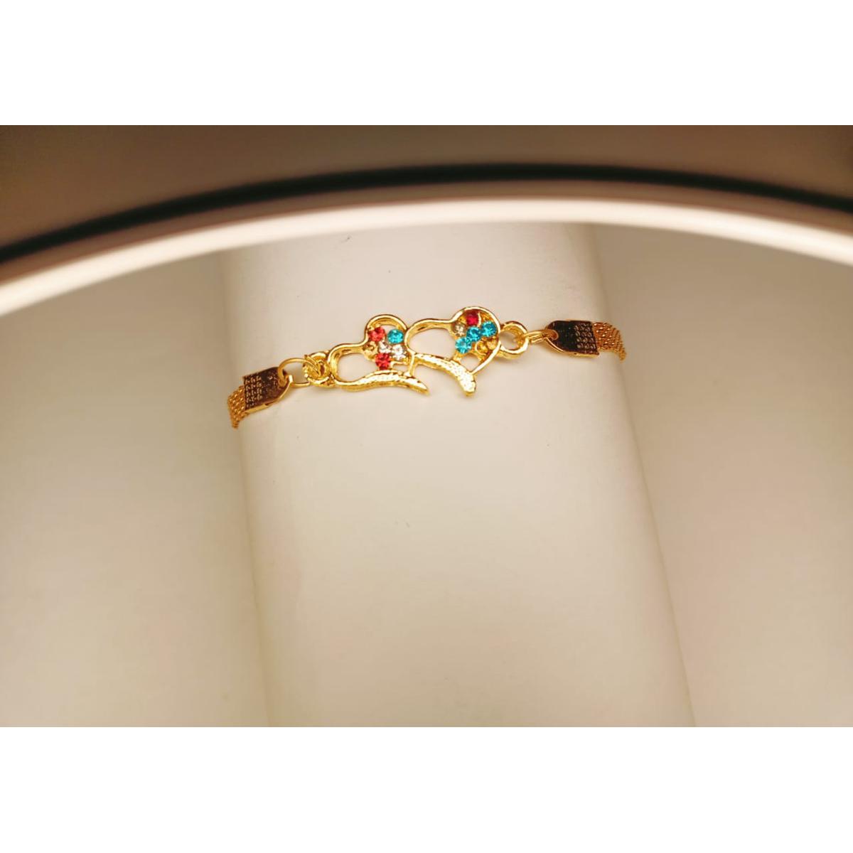 5d888b839a01156515b9c1954c4c861a New Fashion Gold Double Heart Zircon Alloy Bracelet For Girls, Women - Image 1