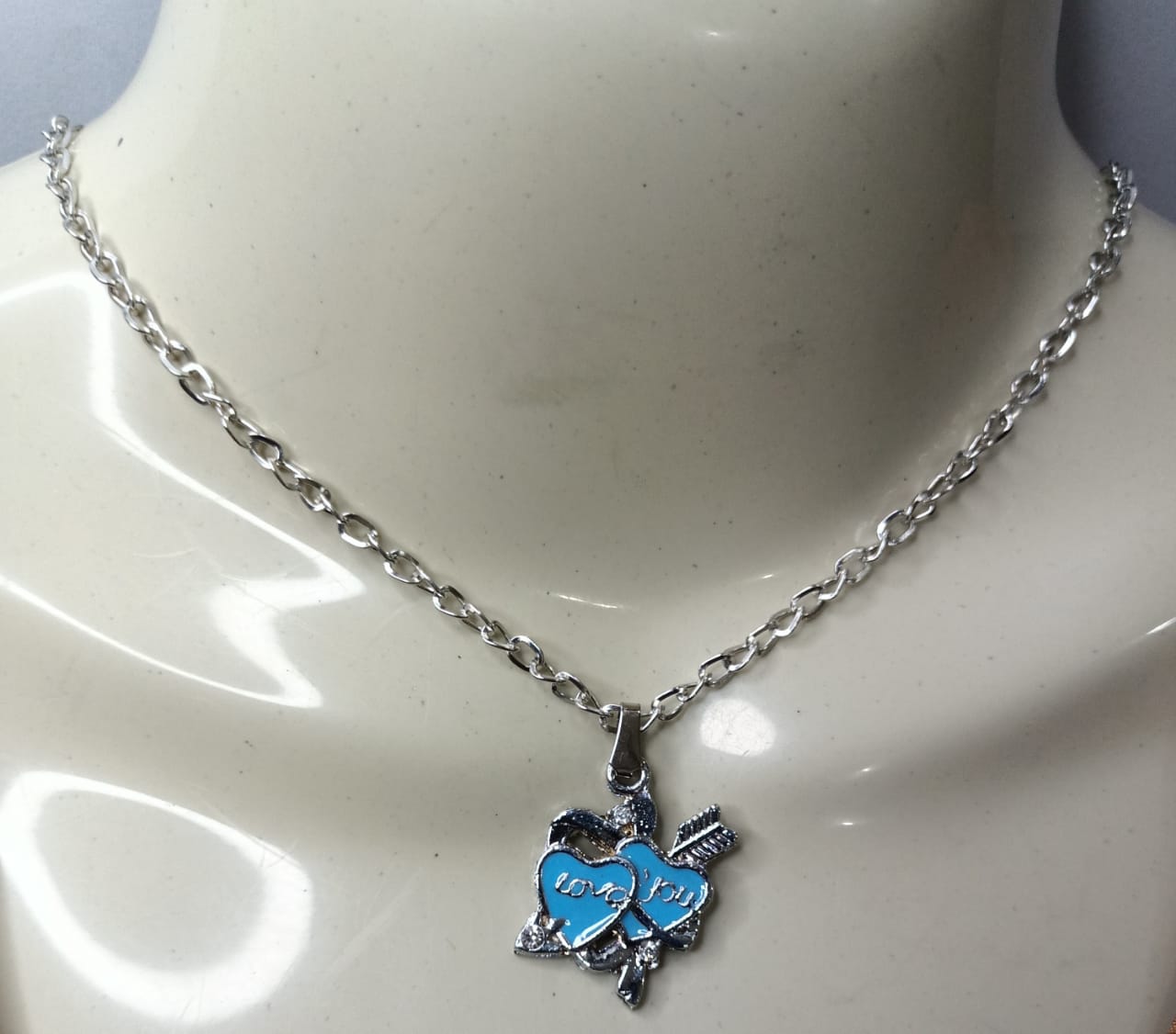 67c5f6ea475f634fa84eabb8e7996014 New Silver Stainless Chain with double Heart Design Locket/Necklace/Pendants|Specially for Girls and Boys - Image 1