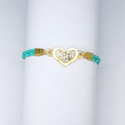 New Fashion Heart Zircon Leather Bracelet for Girls, Women