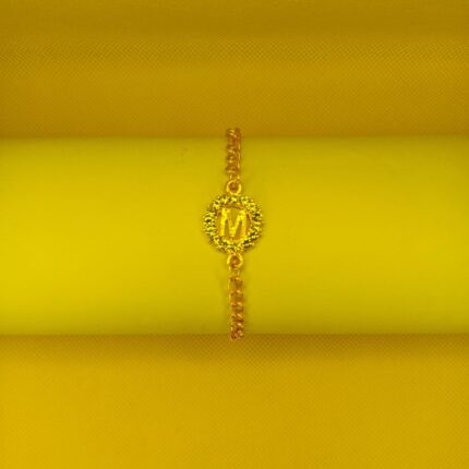 New, Golden Heavy Imported Chain and Round A to Z Alphabet Zircon Bracelet / Watch For Girls / Women