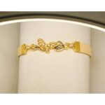 Classy Zircon Golden Butterfly off White Leather Bracelet / Watch For Girls, Women - Image 2