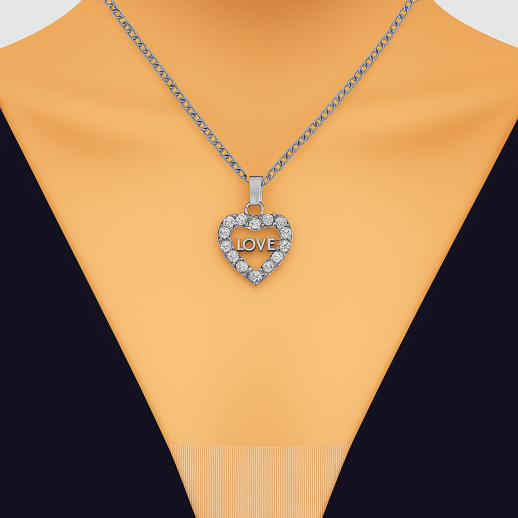 Silver Chain with Love Heart Locket Necklace Specially gift for Girls / Boys