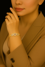 New Premium Alloy Golden Heart Zircon Bracelet / Watch For Girl,s