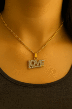 New Golden Alloy Chain with Zircon Love Necklace/Locket/Pendants for Girls and boys
