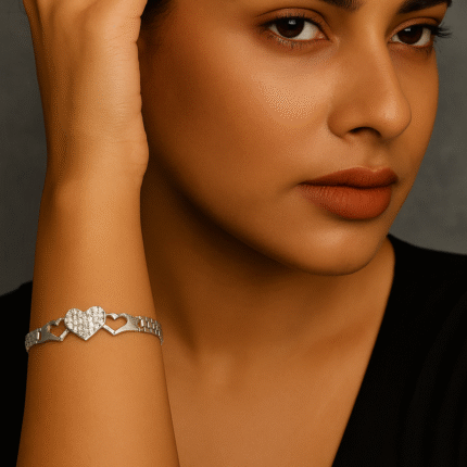 New Premium Silver Alloy Heart Zircon Bracelet / Watch For Girls / Women