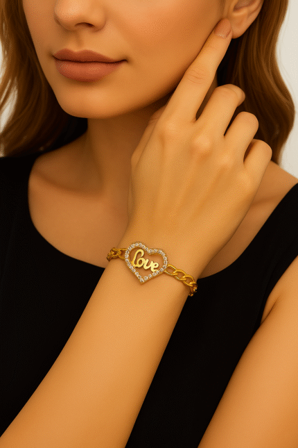 New Fashion Stone Heart Love and Golden Chain Bracelet / Watch for Girls,Women