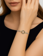 Classical Silver A to Z Alphabet Multi Zircon Bracelet / Watch for Girls / Women