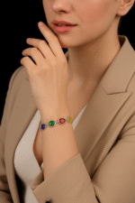 New Silver Premium Multi Natural Stone Bracelet / Watch For Girls