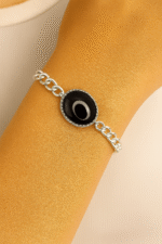 New Classic Silver Chandi Color Chain & Oval Stone Bracelet / Watch for Men/Women/Boys/Girls