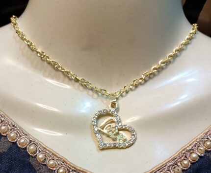 New Golden Alloy Chain with Love Heart Locket/Necklace Specially Gift for Girls/Women