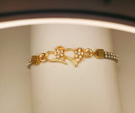 New Fashion Gold Double Heart Zircon Bracelet For Girls, Women