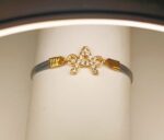 New Fashion Golden A Zircon Alphabet Black Leather Bracelet / Watch For Girls / Women - Image 2