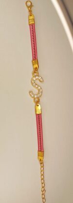 New Fashion Zircon Golden S Alphabet Red Leather Bracelet / Watch For Girls - Image 5