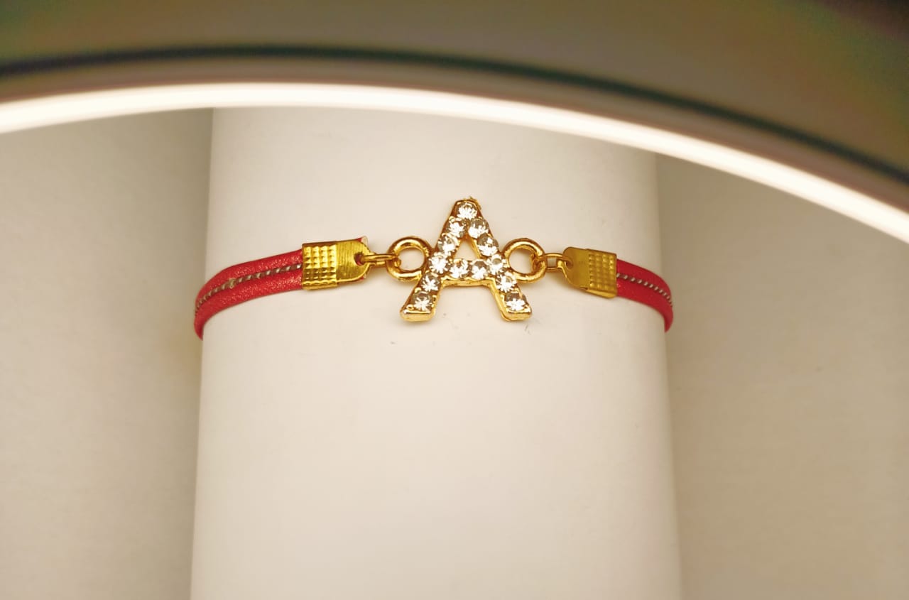 WhatsApp Image 2021-09-04 at 7.02.52 PM New Fashion Gold Design A Zircon Leather / Bracelet For Girls - Image 1