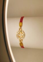 Classy Gold Round S Design Zircon Bracelet Leather For Girls, Women