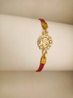 Classy Gold Round S Design Zircon Bracelet Leather For Girls, Women - Image 4