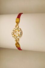 Classy Gold Round S Design Zircon Bracelet Leather For Girls, Women - Image 2