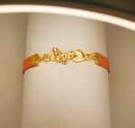 New Fashion Zircon Golden Butterfly Orange Leather Bracelet / Watch For Girls, Women