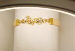 Classy Zircon Golden Butterfly off White Leather Bracelet / Watch For Girls, Women