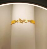 New Fashion Golden Butterfly Yellow Leather Bracelet / Watch For Girls / Women