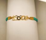 New Classy Zircon Golden Love Light Green Lather Bracelet / Watch For Girls,Women - Image 2