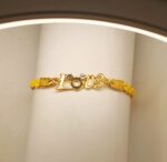 New Classy Zircon Golden Love Yellow Leather Bracelet / Watch For Girls, Women - Image 3