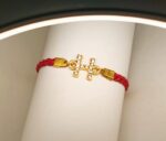New Classy Gold Design H Zircon Red Leather Bracelet / Watch For Girl,s