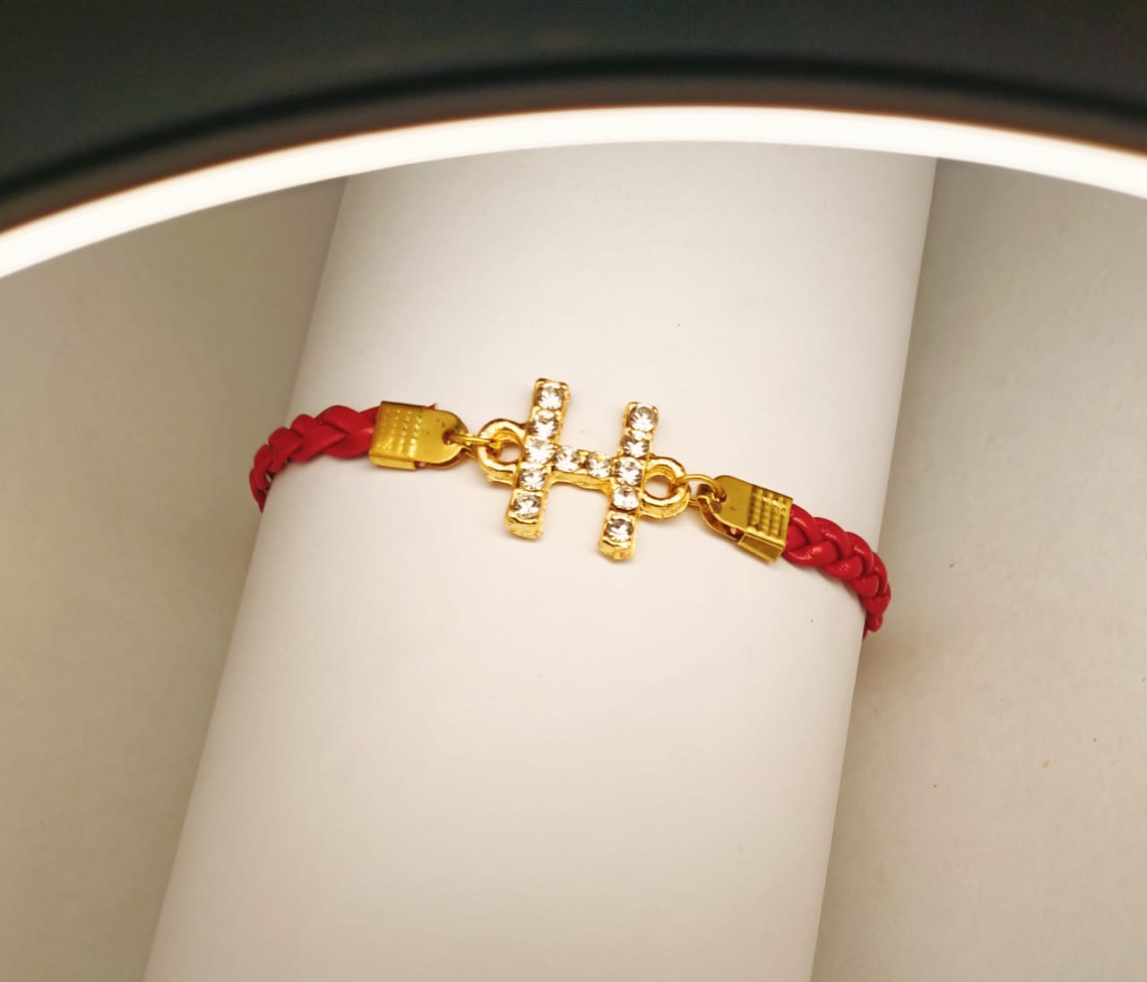WhatsApp Image 2022-01-22 at 6.21.51 PM (7) New Classy Gold Design H Zircon Red Leather Bracelet / Watch For Girl,s - Image 1