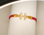 New Classy Gold Design H Zircon Red Leather Bracelet / Watch For Girl,s - Image 2