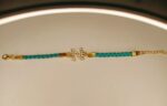 Classy Golden Design N Zircon Green Lather Bracelet / Watch For Girls / Women - Image 4