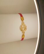 New, Classy Zircon Golden M Alphabet Red Leather Bracelet / Watch For Girl,s - Image 3