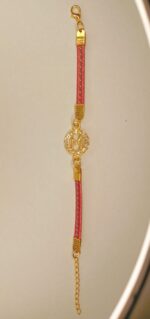 New, Classy Zircon Golden M Alphabet Red Leather Bracelet / Watch For Girl,s - Image 4