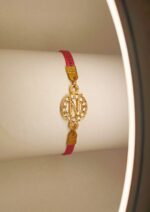 Classy Zircon Golden N Alphabet Red Leather Bracelet / Watch For Girls, Women