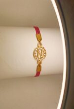 Classy Zircon Golden N Alphabet Red Leather Bracelet / Watch For Girls, Women - Image 3