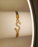 New Fashion Zircon Golden S Alphabet Black Leather Bracelet / Watch For Girls - Image 2