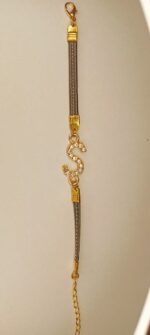 New Fashion Zircon Golden S Alphabet Black Leather Bracelet / Watch For Girls - Image 4