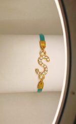 New Fashion Zircon Golden S Alphabet Green Leather Bracelet / Watch For Girls