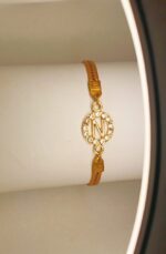 Classy Zircon N Alphabet Golden Leather Bracelet / Watch For Girls / Women - Image 3