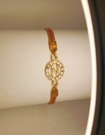 Classy Zircon N Alphabet Golden Leather Bracelet / Watch For Girls / Women